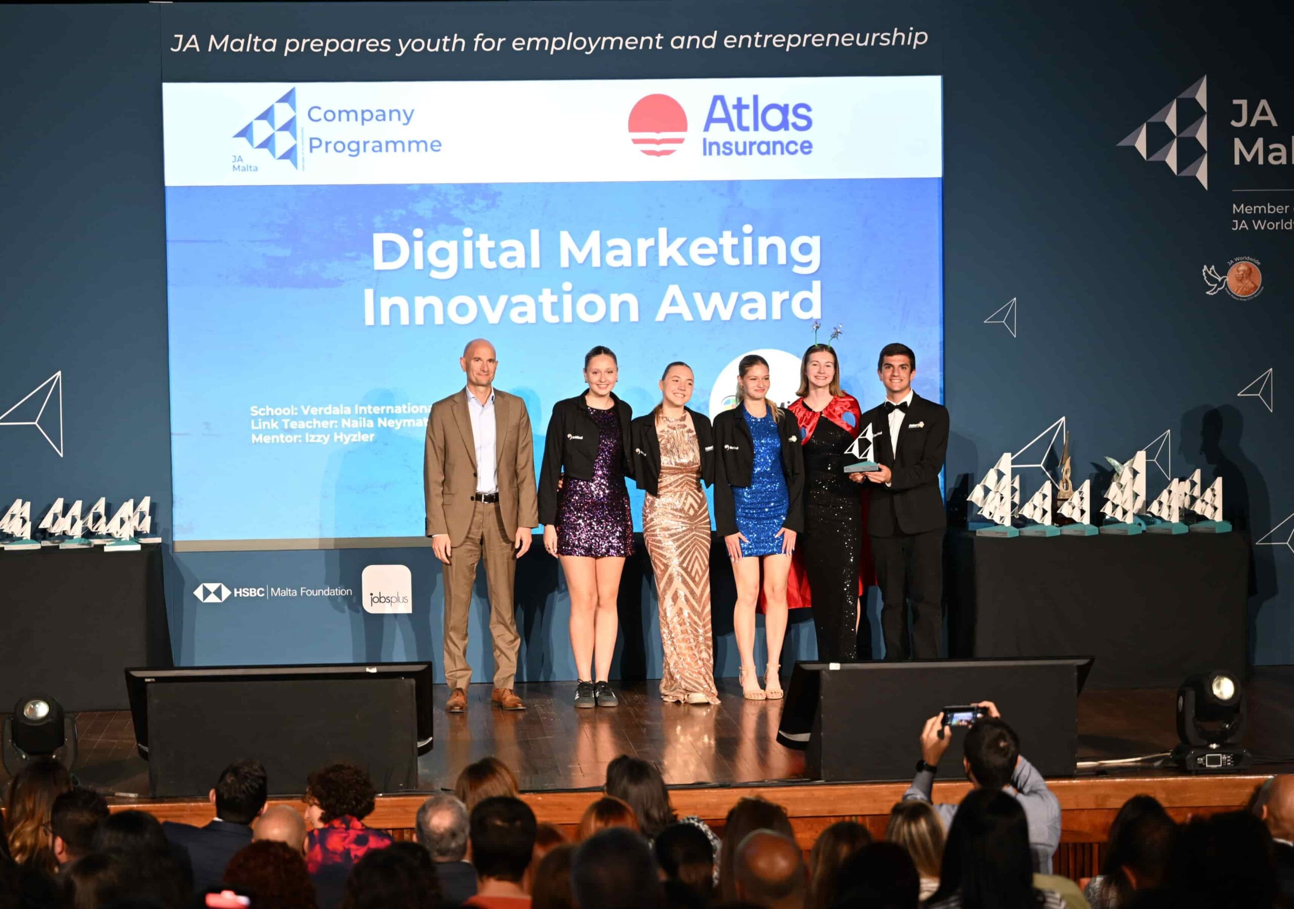 Atlas Insurance Presents Digital Marketing Innovation Award at JA Malta’s Finals and Awards Event